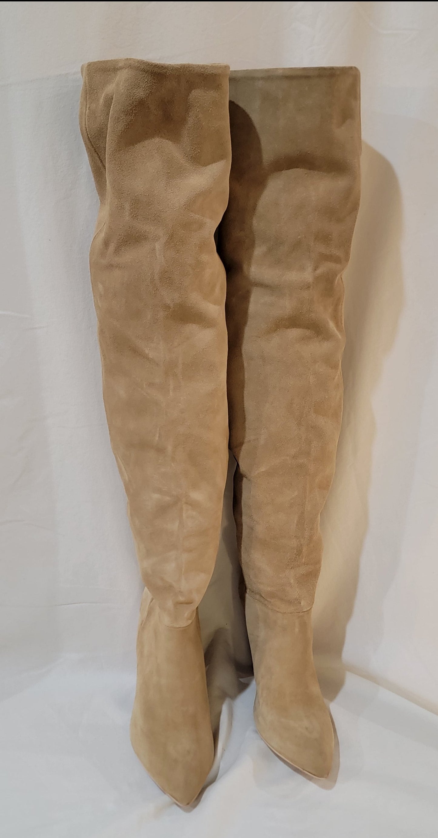 Authentic Suede Thigh Boots w/Medium Heal