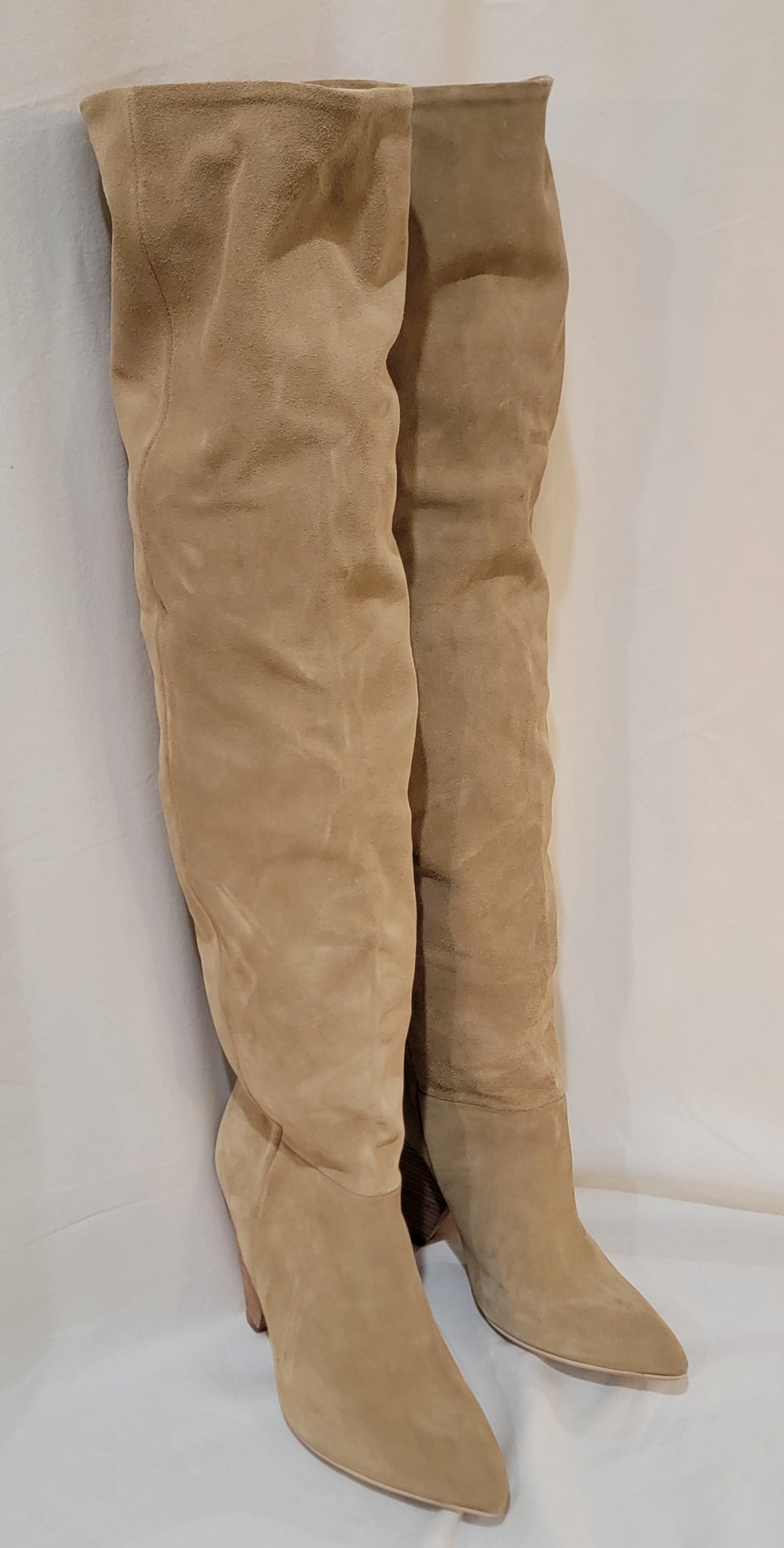 Authentic Suede Thigh Boots w/Medium Heal