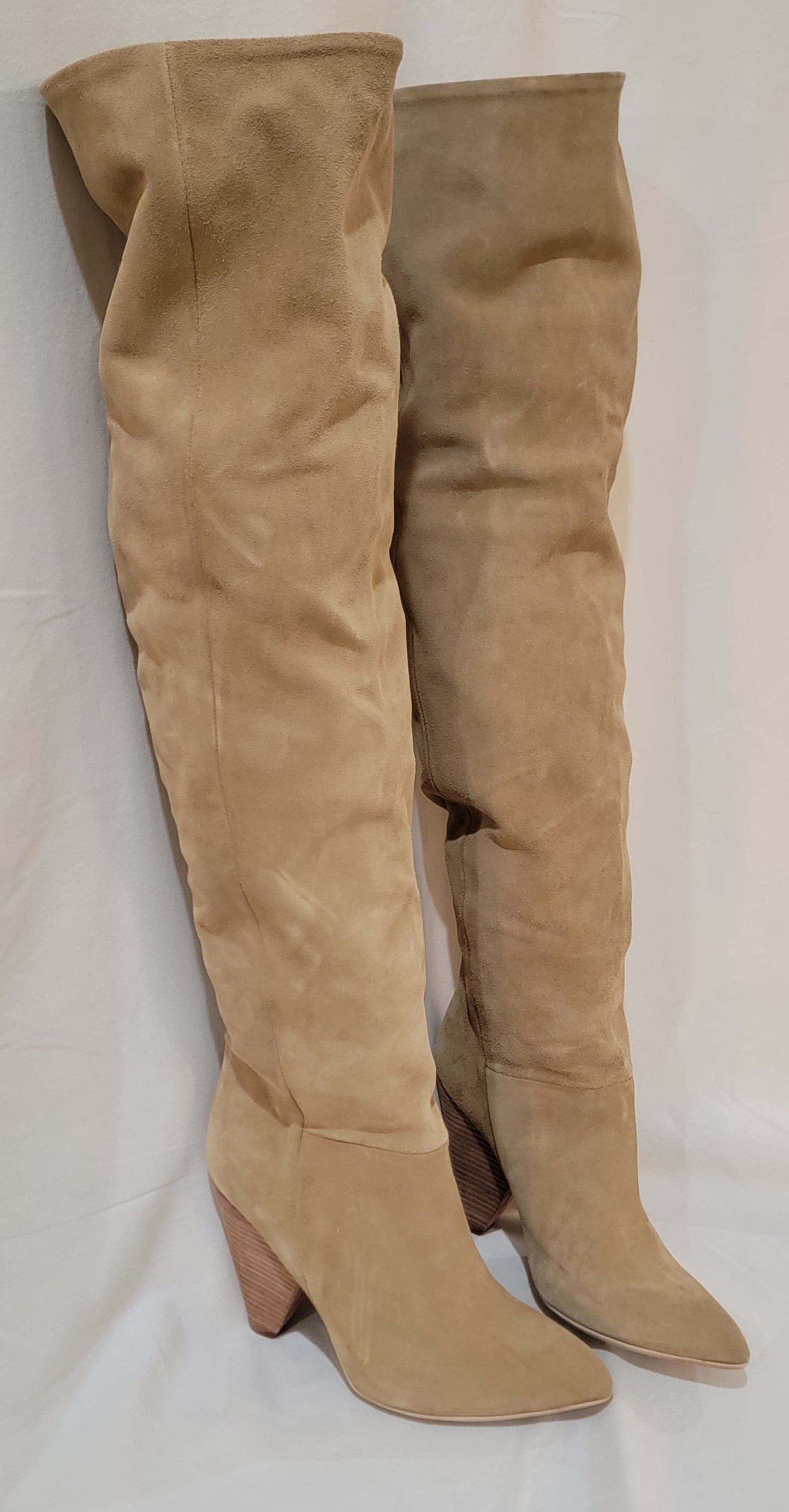 Authentic Suede Thigh Boots w/Medium Heal