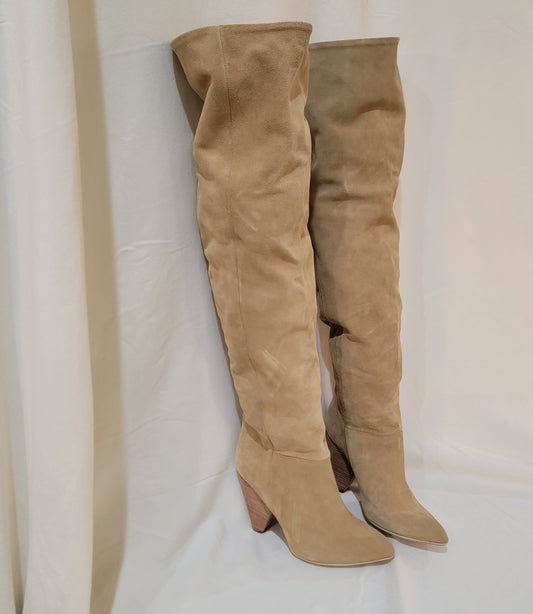 Authentic Suede Thigh Boots w/Medium Heal