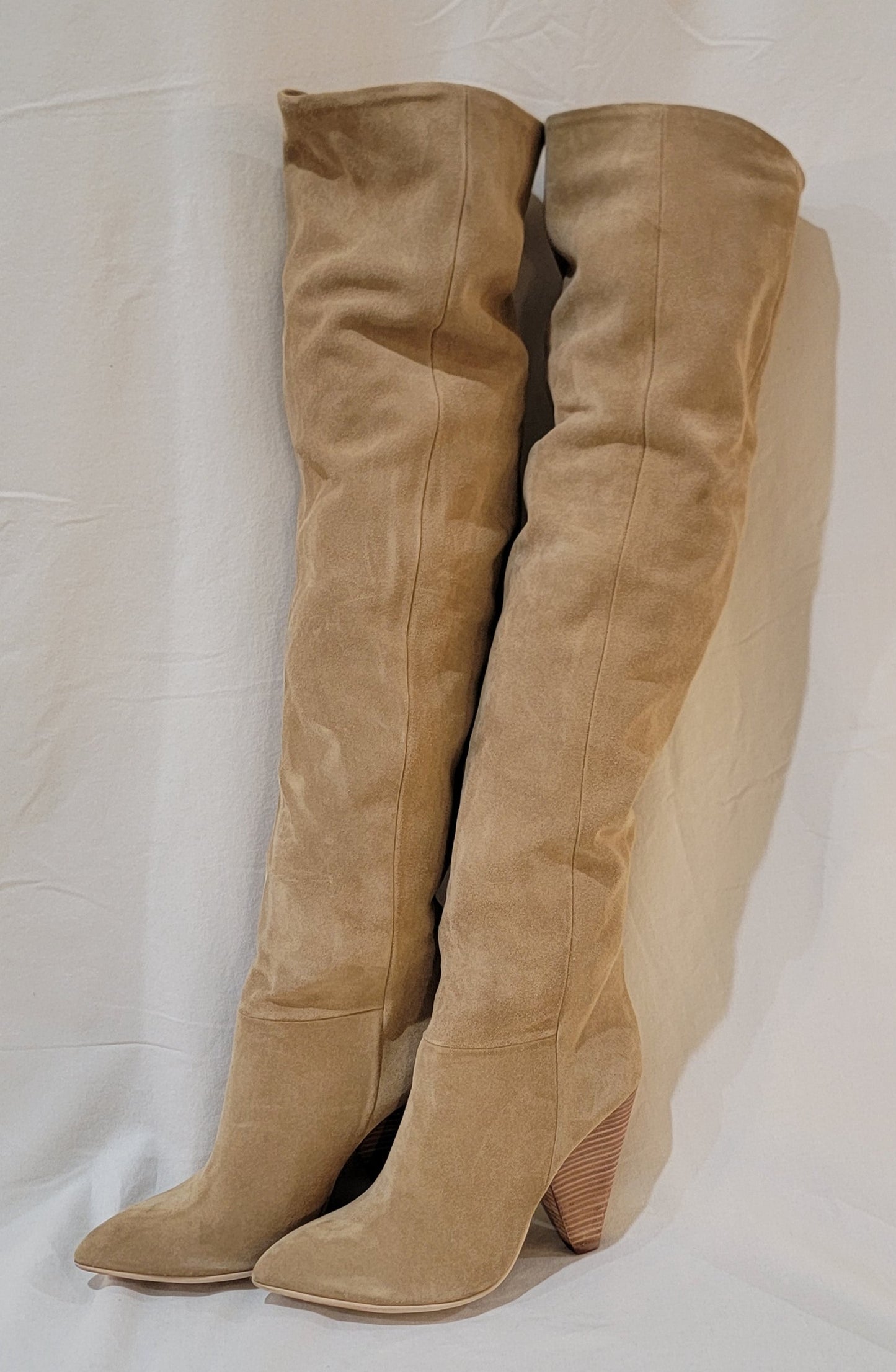 Authentic Suede Thigh Boots w/Medium Heal