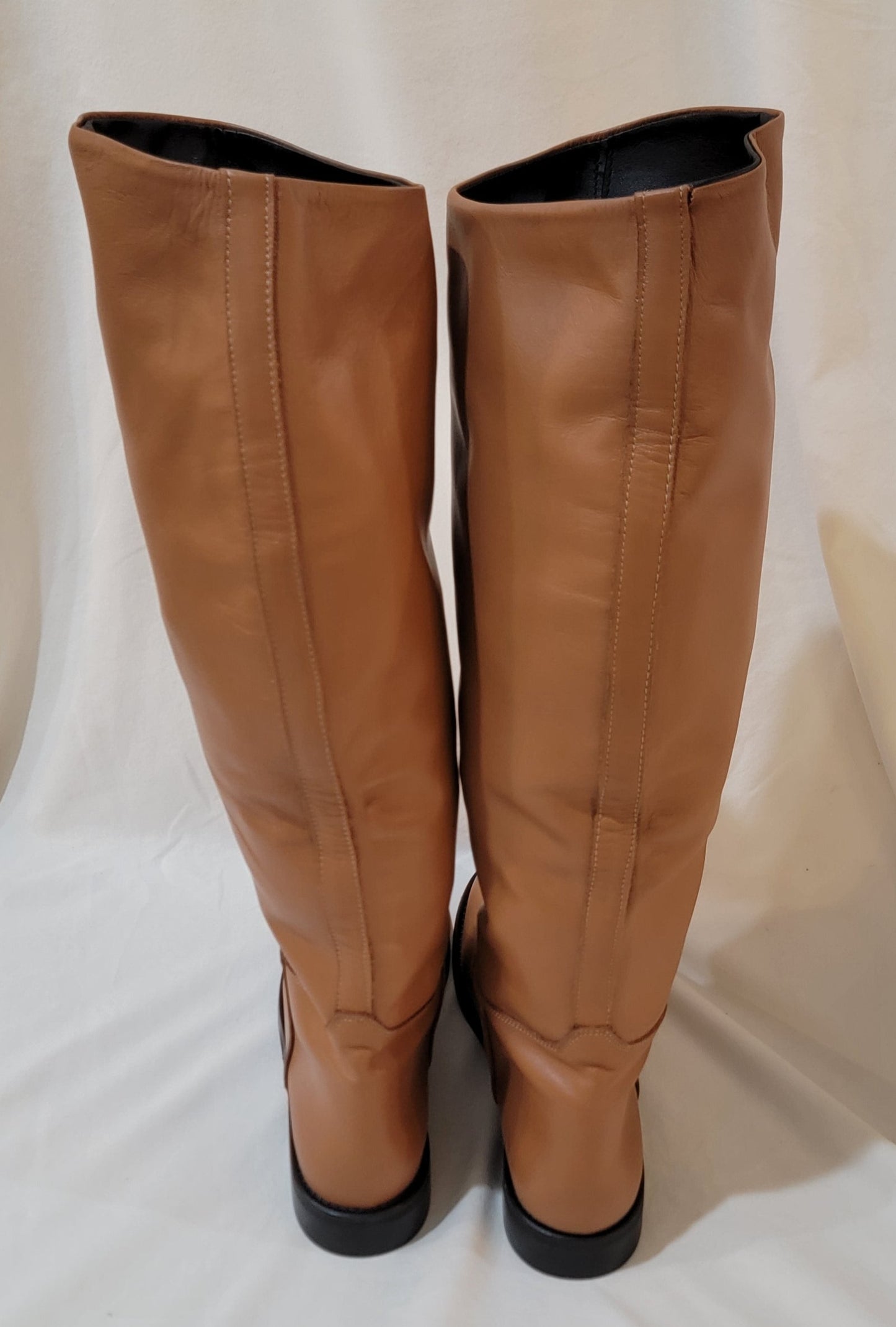 Authentic Leather Above Calf Flat Boots