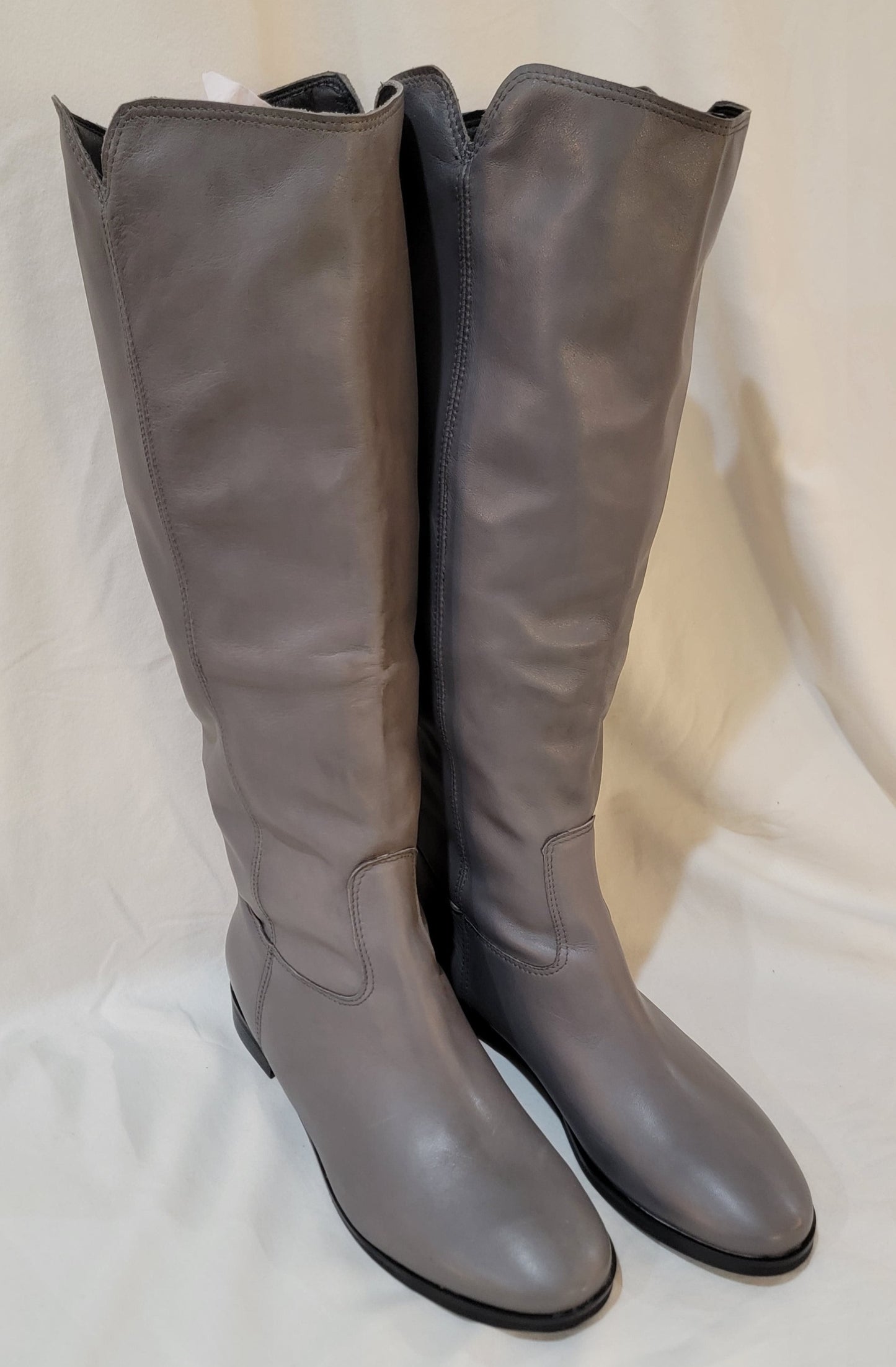 Authentic Leather Above Calf Flat Boots