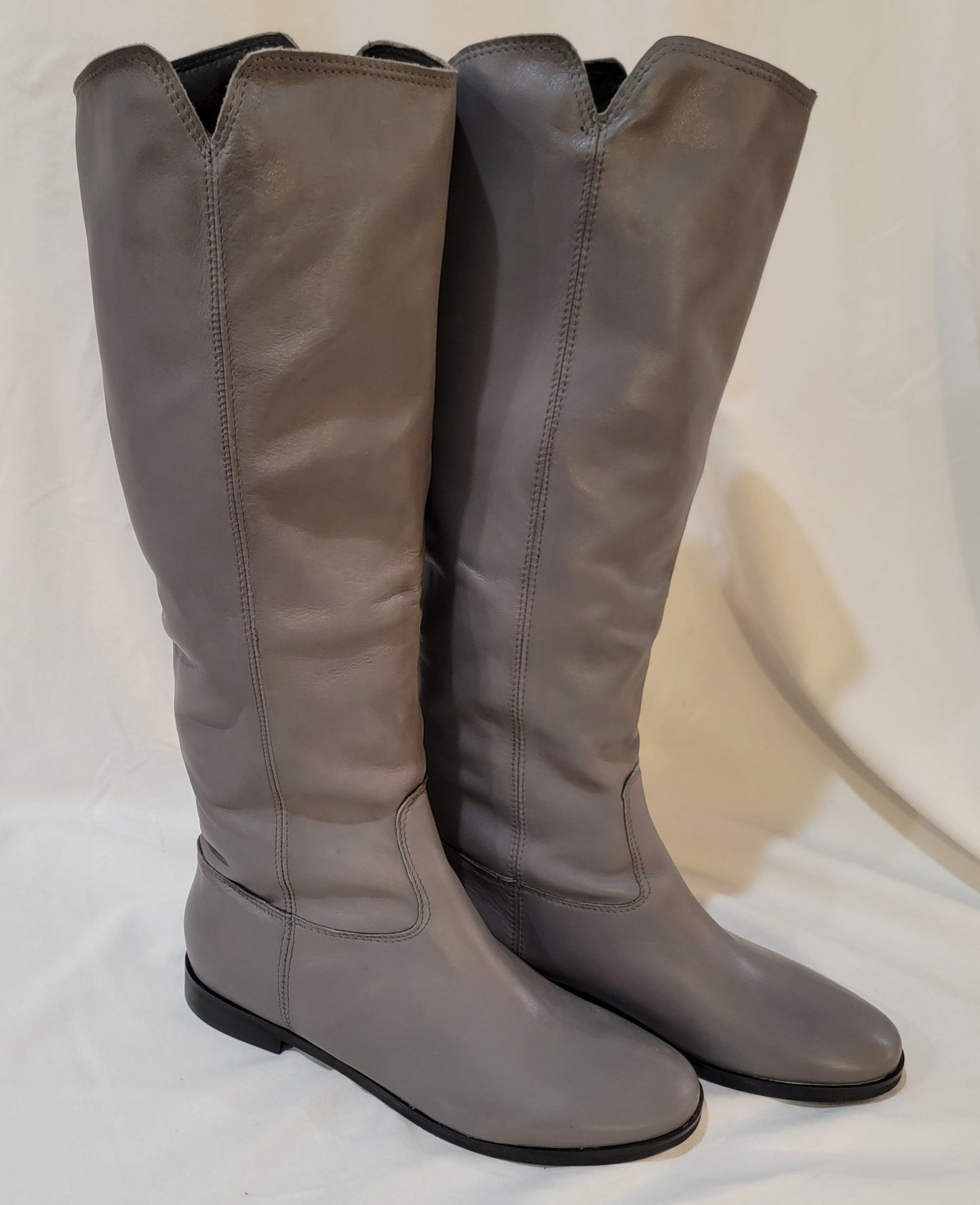 Authentic Leather Above Calf Flat Boots