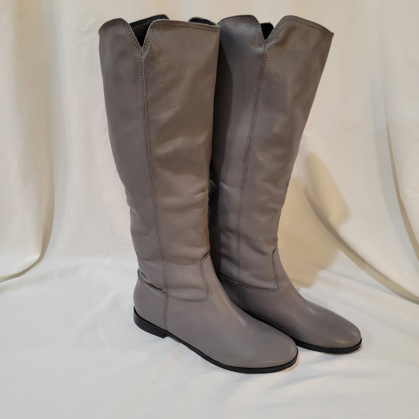 Authentic Leather Above Calf Flat Boots