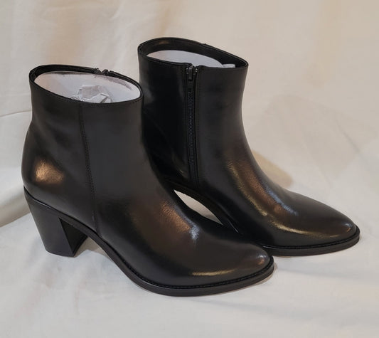 Authentic Leather Low Ankle Boot Medium Heel