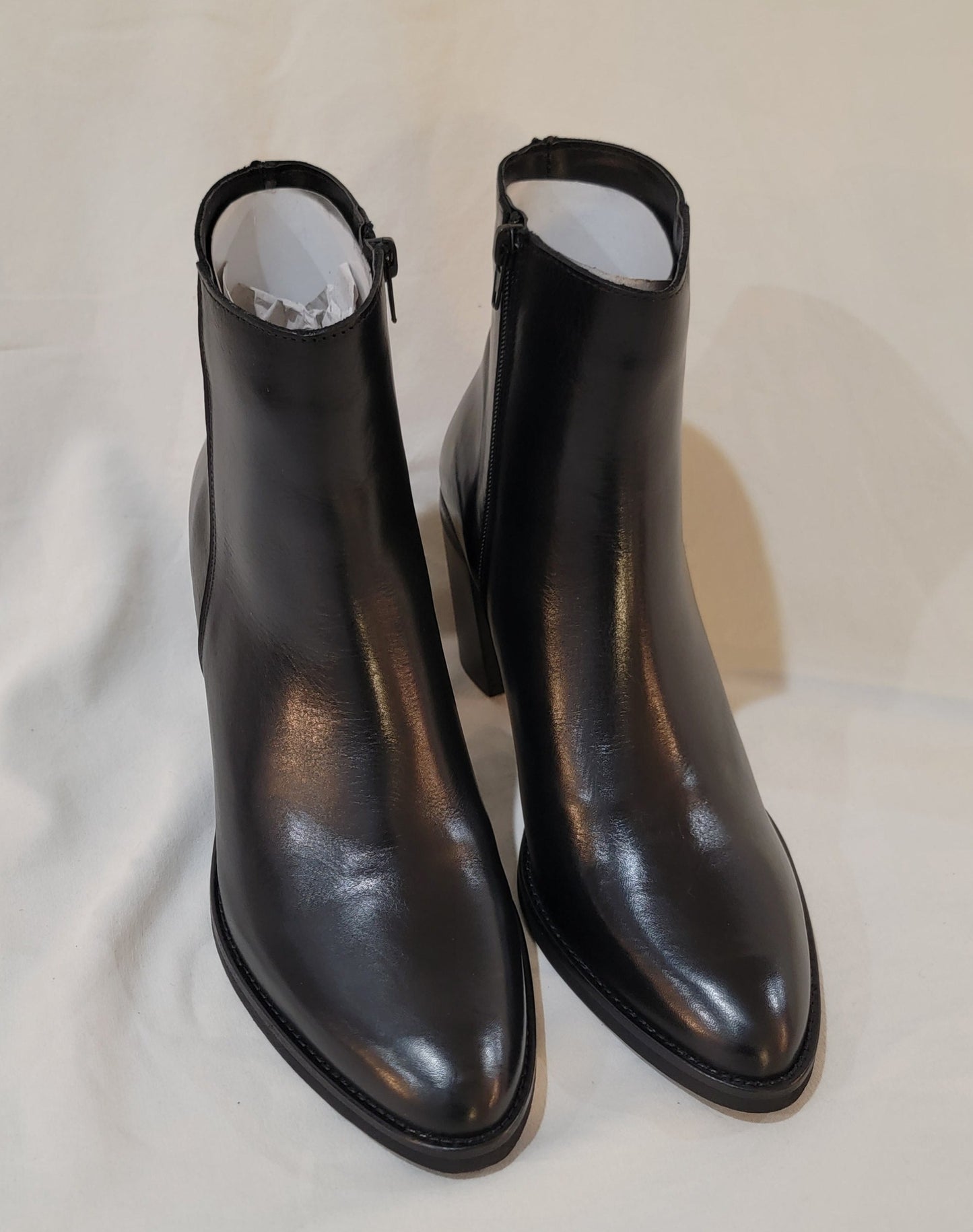 Authentic Leather Low Ankle Boot Medium Heel