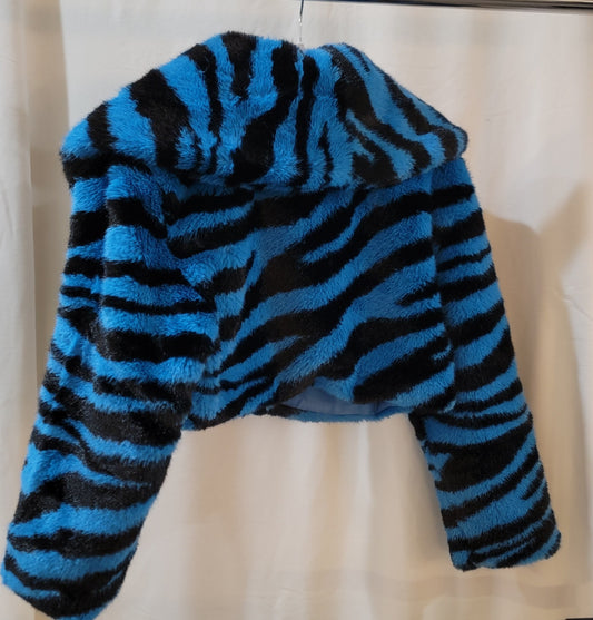 Faux Fur Blue Zebra Jacket