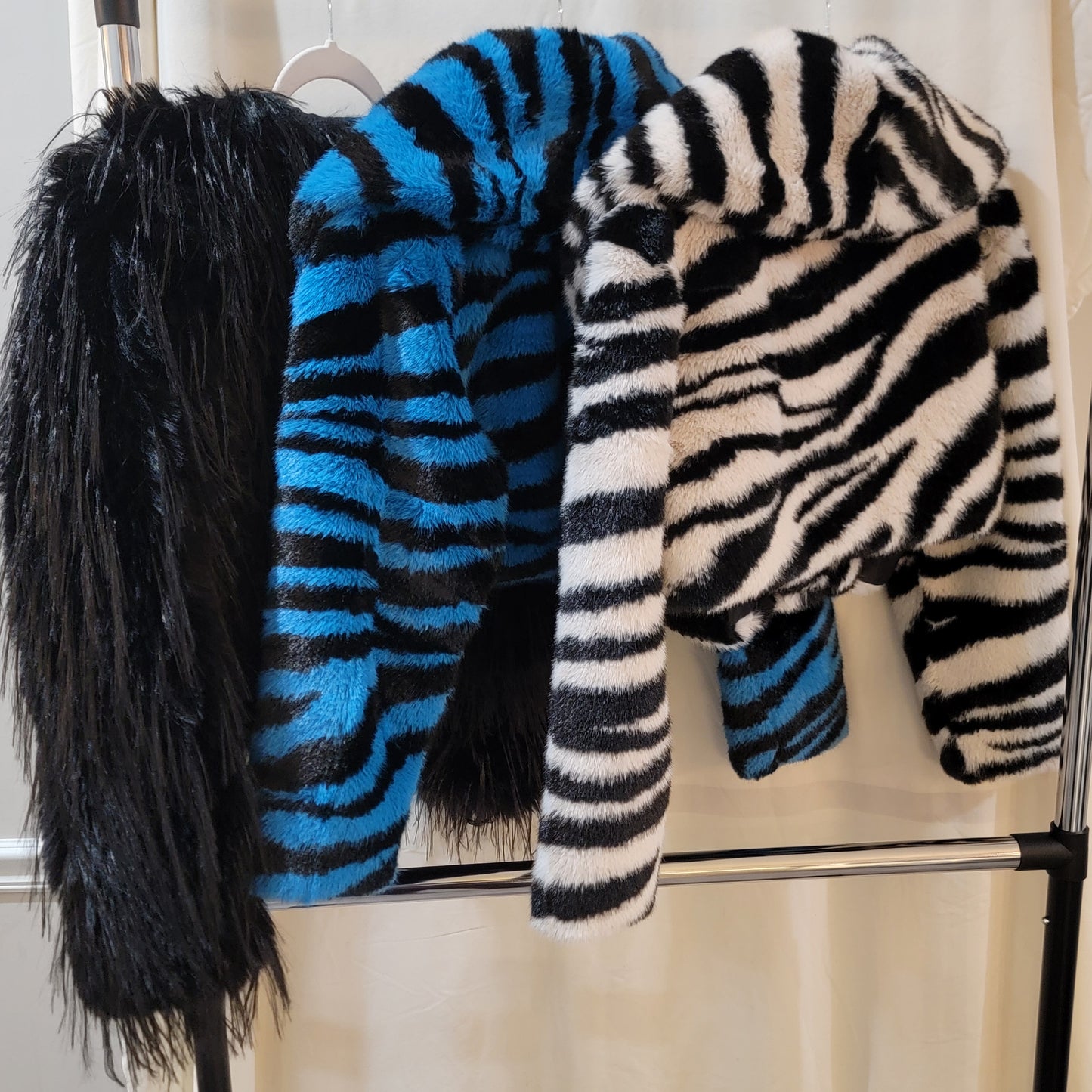 Faux Fur Blue Zebra Jacket